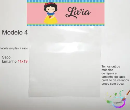 Lapela(simples) e Saco 11x19-branca de Neve