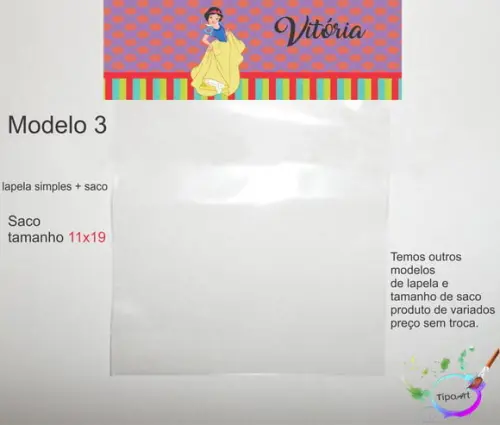 Lapela(simples) e Saco 11x19-branca de Neve