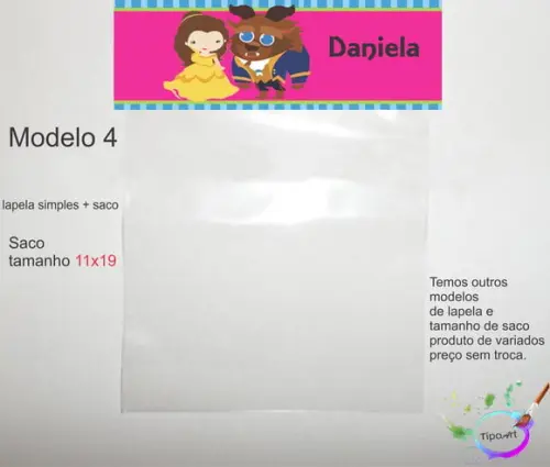 Lapela(simples) e Saco 11x19-bela e a Fera