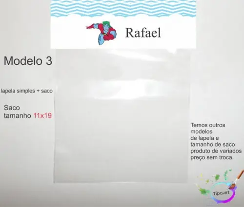 Lapela(simples) e Saco 11x19-capitão Planeta
