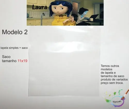 Lapela(simples) e Saco 11x19-caroline e o Mundo Secreto