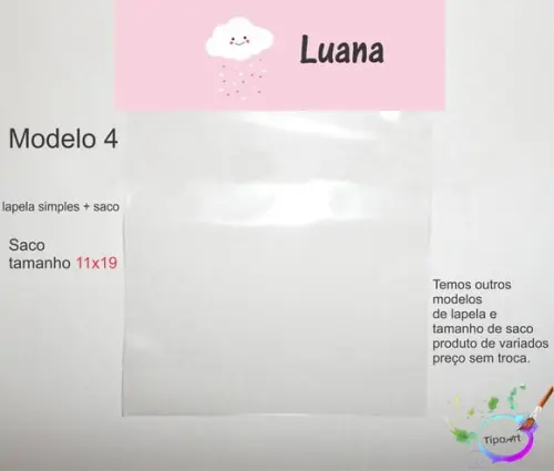 Lapela(simples) e Saco 11x19-chuva de Amor