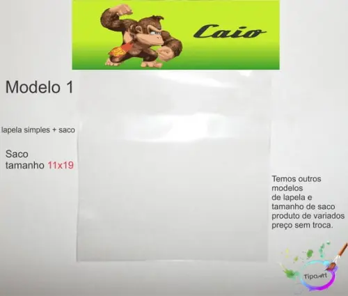 Lapela(simples) e Saco 11x19-donkey Kong
