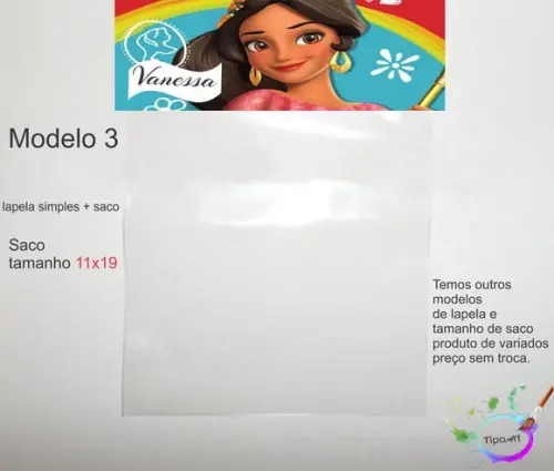Lapela(simples) e Saco 11x19-elena de Avalor