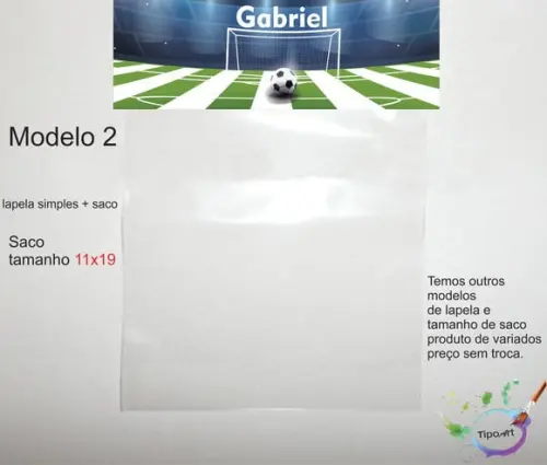 Lapela(simples) e Saco 11x19-futebol