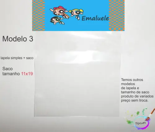 Lapela(simples) e Saco 11x19-menina Super Poderosas