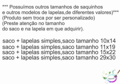 Lapela(simples) e Saco 11x19-mulher Maravilha