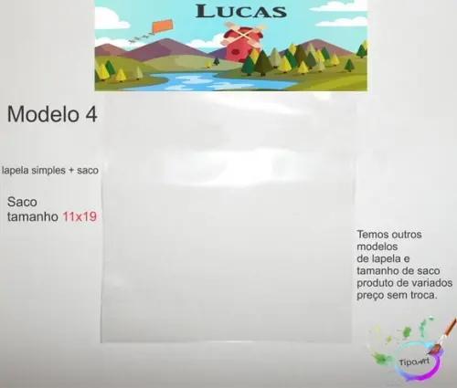 Lapela(simples) e Saco 11x19-pipa e Catavento
