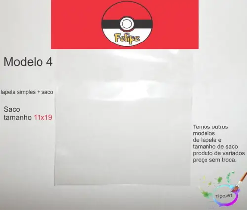 Lapela(simples) e Saco 11x19-pokemon
