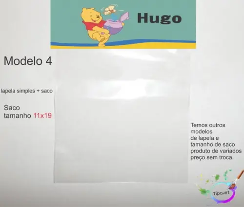 Lapela(simples) e Saco 11x19-pooh