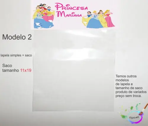 Lapela(simples) e Saco 11x19-princesas