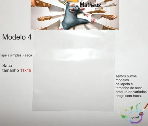 Lapela(simples) e Saco 11x19-ratatouille