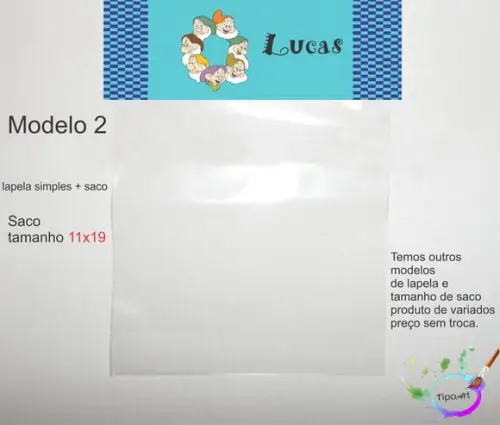 Lapela(simples) e Saco 11x19-sete Anões