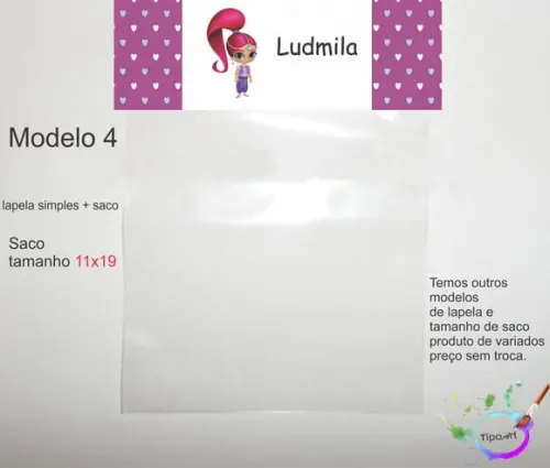 Lapela(simples) e Saco 11x19-shimmer Shine