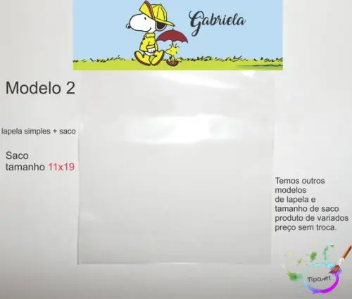 Lapela(simples) e Saco 11x19-snoopy
