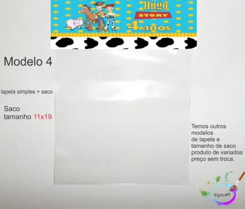 Lapela(simples) e Saco 11x19-toy Story