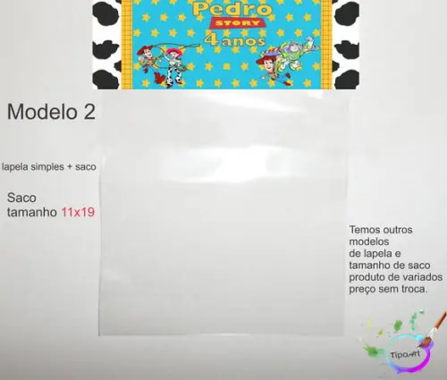 Lapela(simples) e Saco 11x19-toy Story