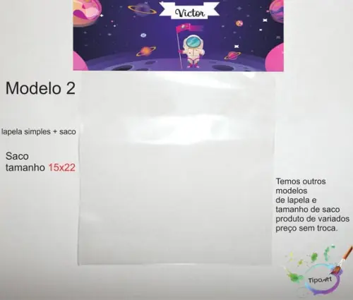 Lapela(simples) e Saco 15x22-astronauta