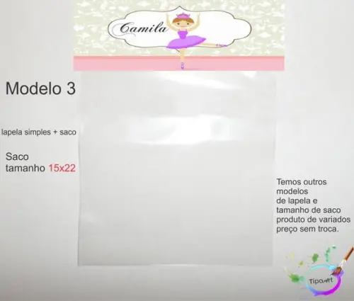 Lapela(simples) e Saco 15x22-bailarina