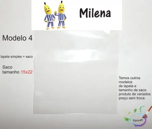Lapela(simples) e Saco 15x22-bananas de Pijama