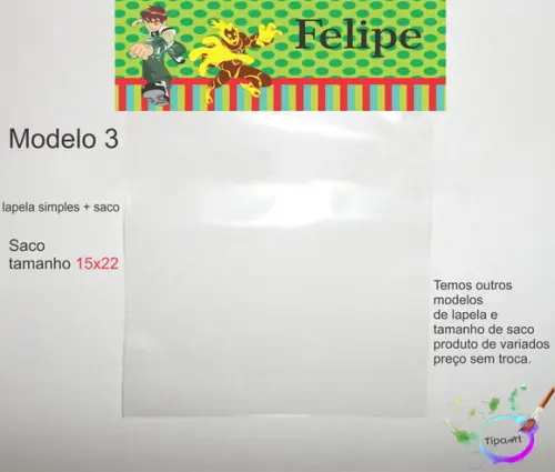 Lapela(simples) e Saco 15x22-ben 10