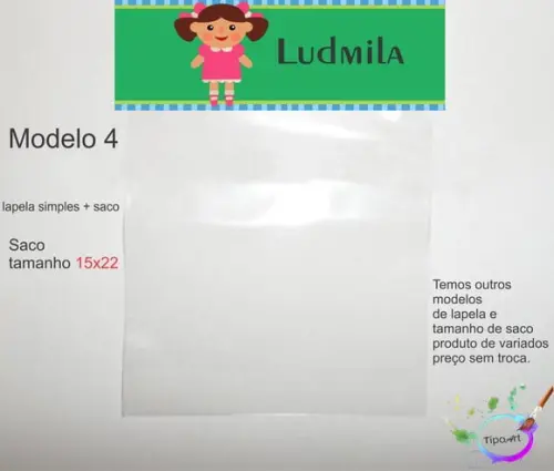 Lapela(simples) e Saco 15x22-boneca