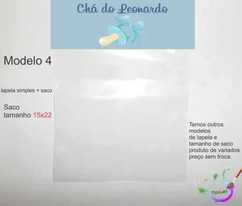 Lapela(simples) e Saco 15x22-chá de Bebê