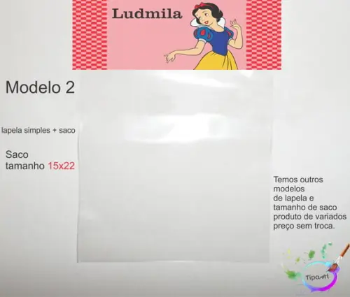 Lapela(simples) e Saco 15x22-branca de Neve