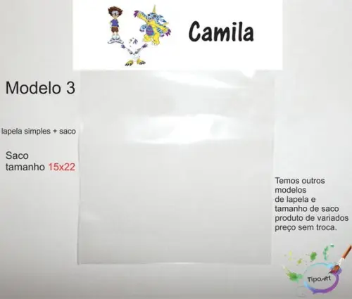 Lapela(simples) e Saco 15x22-digimon