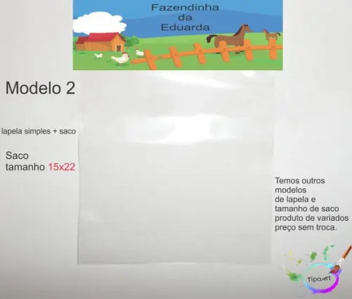 Lapela(simples) e Saco 15x22-fazendinha