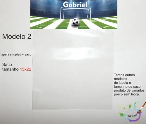 Lapela(simples) e Saco 15x22-futebol