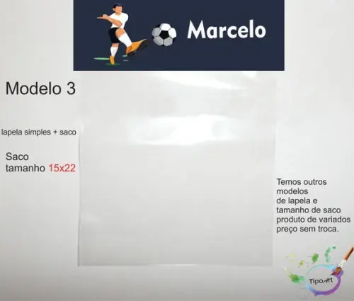 Lapela(simples) e Saco 15x22-futebol