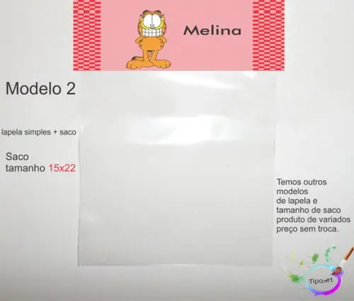 Lapela(simples) e Saco 15x22-garfield