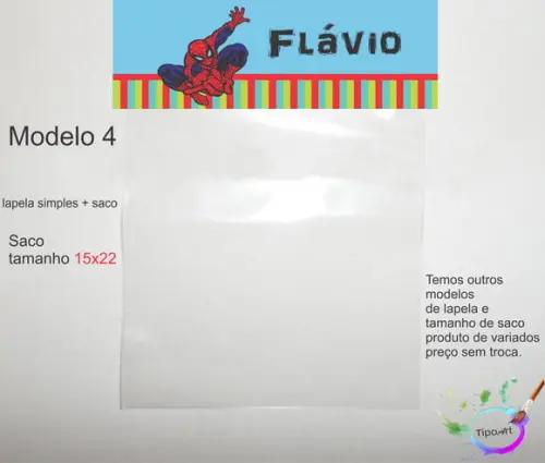 Lapela(simples) e Saco 15x22-homem Aranha