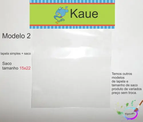 Lapela(simples) e Saco 15x22-genio
