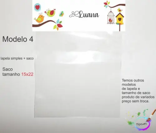 Lapela(simples) e Saco 15x22-jardim Encantado