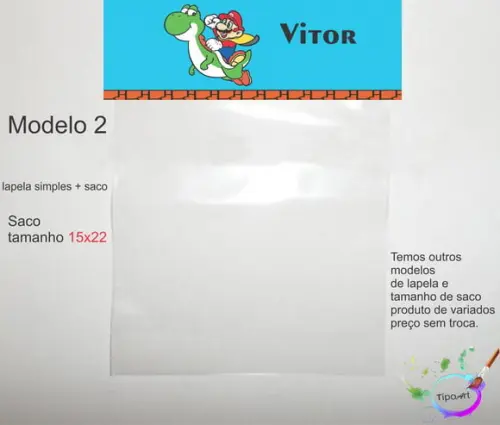 Lapela(simples) e Saco 15x22-mario Bros