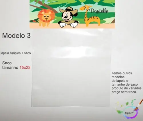 Lapela(simples) e Saco 15x22-mickey Safari