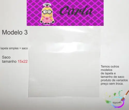 Lapela(simples) e Saco 15x22-minions