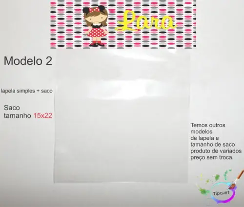 Lapela(simples) e Saco 15x22-minnie