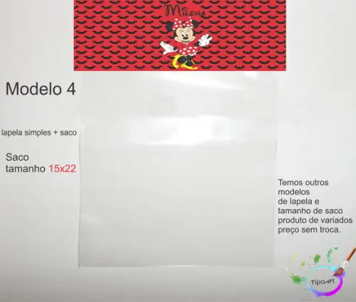 Lapela(simples) e Saco 15x22-minnie