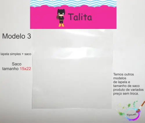 Lapela(simples) e Saco 15x22-mulher Gato