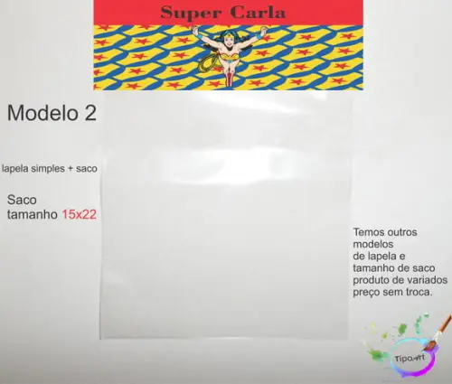 Lapela(simples) e Saco 15x22-mulher Maravilha