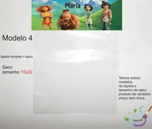 Lapela(simples) e Saco 15x22-os Croods