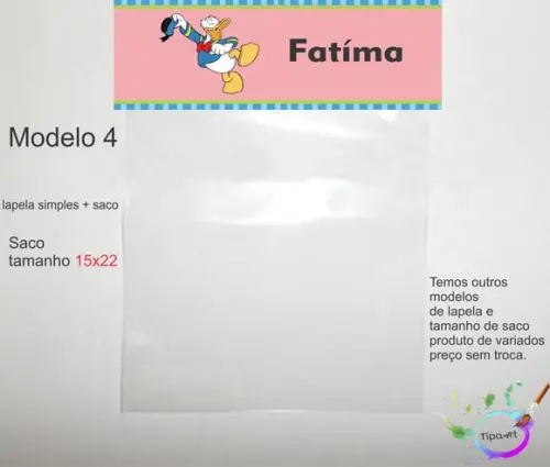 Lapela(simples) e Saco 15x22-pato Donald