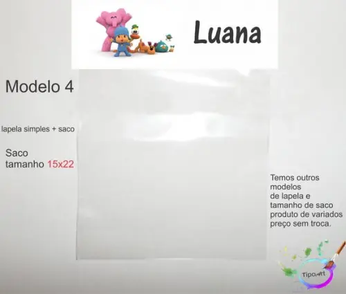 Lapela(simples) e Saco 15x22-pocoyo