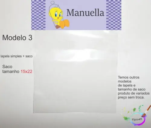 Lapela(simples) e Saco 15x22-piu Piu