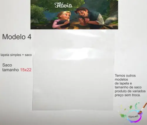 Lapela(simples) e Saco 15x22-rapunzel