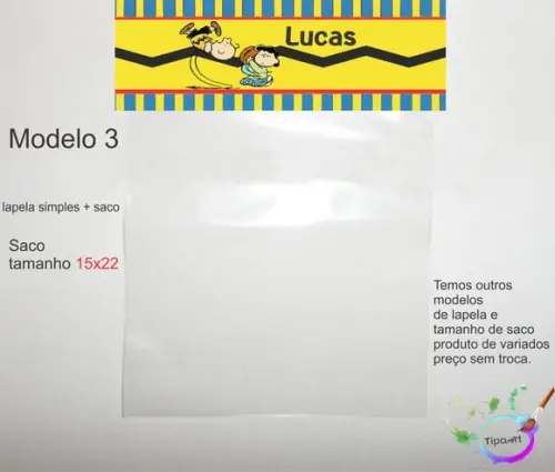 Lapela(simples) e Saco 15x22-snoopy