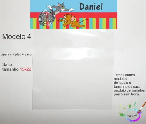 Lapela(simples) e Saco 15x22-tom e Jerry